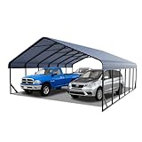 Poborin 20x30 ft Metal Carport for Outdoor Garages Steel Heavy Duty Portable Garage with Large Tall Carports Canopy for Snow, Car Ports with Galvanized Steel Roof & Frame - Grey