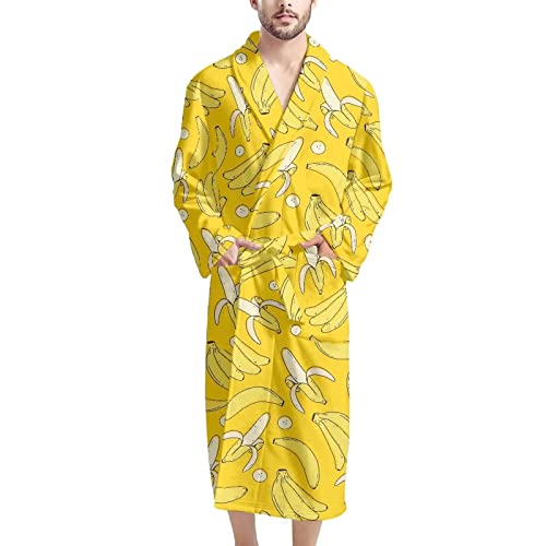 HUGS IDEA Men's Spring Winter Shawl Bathrobe with Long Sleeve & Front Pockets & Adjustable Belt2