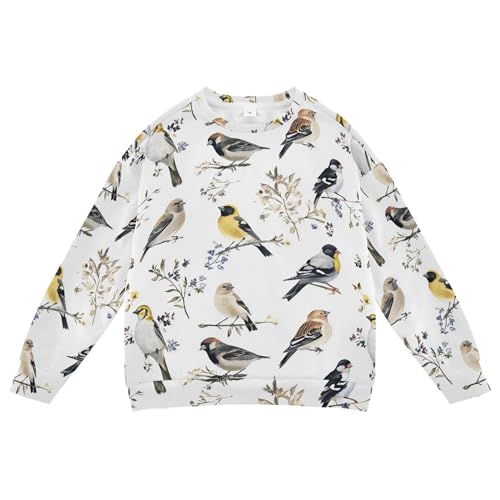 JUNZAN Chic American Goldfinch Birds White Little Girls Pullover Hoodie Fleece Boys Sweat Shirt Sports 4T