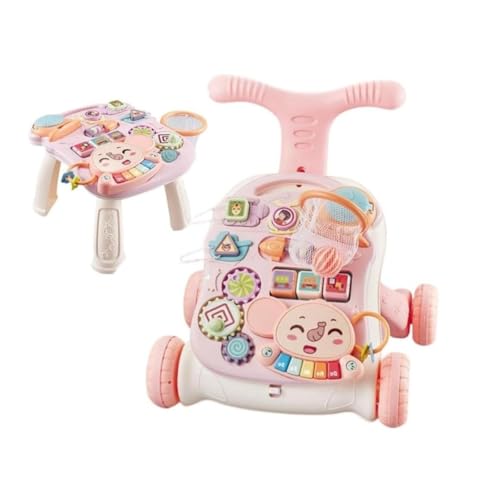 Momgla ベビーウォーカー ベビーカー 手押し車 子供用おもちゃ トレーニング補助 歩行訓練 指先知育 教育ゲーム能力開発 学習パネル 知育玩具 屋内の子供たち お家ぶ 誕生日プレゼント 女の子男の子 (ピンク)
