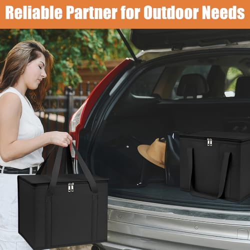 PEASUG 2 Pack Insulated Bags for Food Delivery, XL Pizza Delivery Bags, Large Capacity Cooler Bag Keep Food Warm for Grocery Shopping and Catering, Foldable, Heavy-Duty (Black) - Thumbnail 5