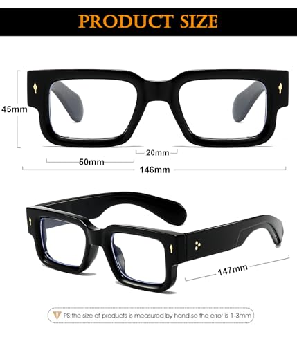Eylrim Square Thick Frame Glasses For Women Men Chunky Rectangle Blue Light Glasses Non Prescription Eyeglasses thumb #5
