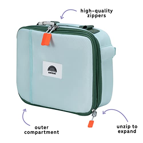 Uninni Mint Insulated Lunch Box For Kids - Age 3+ With Leak-Resistant Storage, Mesh Pocket, Removable Divider For Snacks, Sandwiches And Drinks, Bpa-Free Food-Grade Lunch Bag Kids, Girls And Boys #TOP4