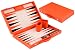 Engelhart-250564 – Backgammon 15 Zoll (38,6 cm) Luxus Koffer Kunstleder Orange – Intarsienbrett – Offen 47,4 × 38,6 cm – Schwarz/Orange Steine – Würfel & Becher – Klassisches Brettspiel