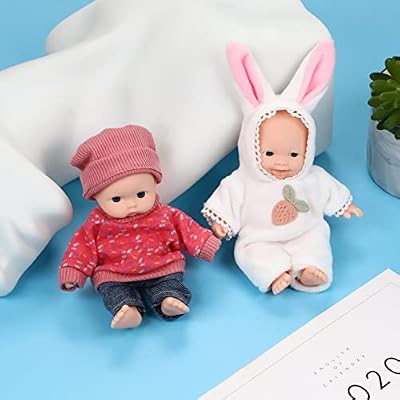 ONEST 2 Sets 5 Inch Dolls Cute Doll Include 2 Pieces Mini Dolls, 2 Sets Handmade Doll Clothes