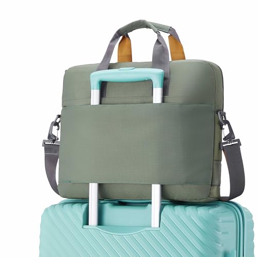 Image of American Tourister Urban Biz Office Briefcase | 2 Compartments | Front Quick-Access Pocket | Messenger Bag for Business | Adjustable & Detachable Shoulder Strap | Green