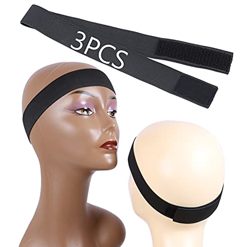 3PCS Elastic Band for Wig Edges with Velco Ends, Adjustable Elastic Band for Wiga Edges Lace Melting Band, Elastic Headband Edge Laying Band For Closure Frontal Wigs Edge Slayer (Width 1.2inch 3.0cm)