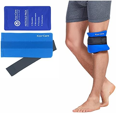 Koo-Care Flexible Gel Ice Pack & Wrap with Elastic Strap for Hot Cold Therapy - Great for Sprains, Muscle Pain, Bruises, Injuries, Etc. (Neck, Arm, Elbow, Waist, Knee, Ankle)(Medium)
