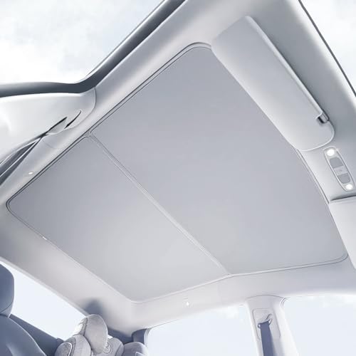 ZeroPone Tesla Model Y Roof Sunshade 2021-2024, Foldable Model Y Sunshade Roof, Tesla Model Y Glass Roof Sunshade, Front & Rear Model Y Sun Shade, Top Windows Sun Shade Windshield and Sunroof - Thumbnail 2