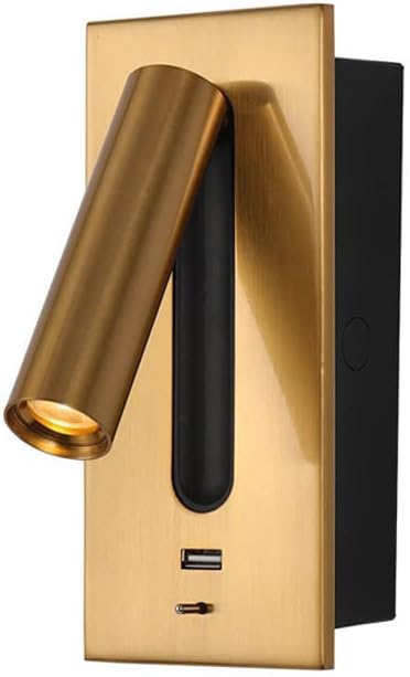 Modern Wall Mounted LED Reading Lamp Set of 2-3W 3000K Warm White Light, USB Fast Charging 5V 2.1A, Adjustable 350° Bedside Sconce, Stylish Bronze Finish with Switch