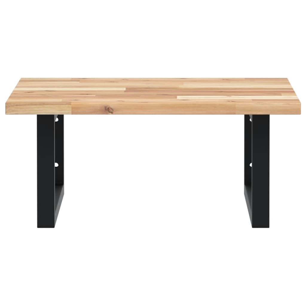 Scaffale per lavandino, montaggio a parete, in acciaio e legno di acacia massiccio, 50 x 50 cm, con supporti rettangolari, ripiano salvaspazio per mobili da bagno e lavabo, portata fino a 100