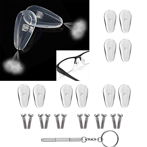 Eyeglass Nose Pads Screw-in Repair Kit Anti-Slip Soft Silicone Air Chamber Bag Glasses Pieces with Screws and Screwdriver Sunglasses