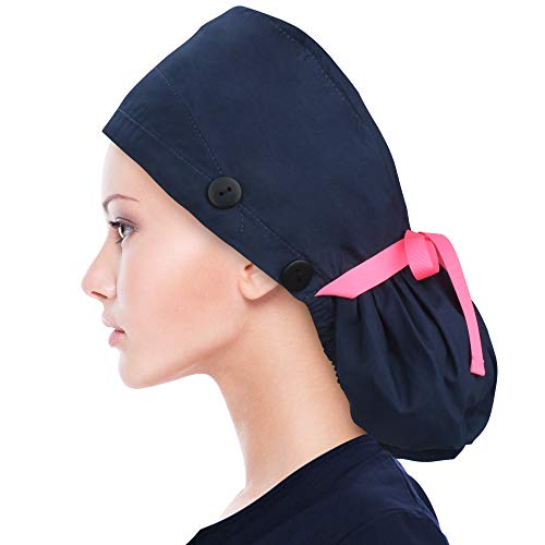 ABAMERICA Scrub Caps for Women Surgical Caps Nurse Hat Functional Ponytail Holder for Long Hair Single or Satin-Lined A- 69 Satin Lined Purple