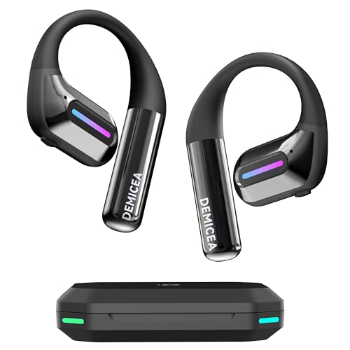 DEMICEA Bone Conduction Headphones with RGB Light, 30H, IP54