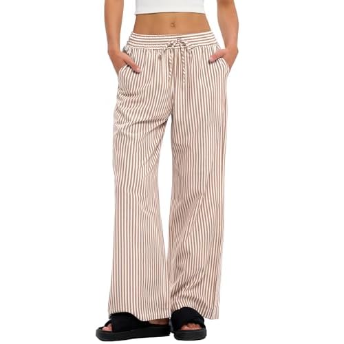 LOMON Striped Gingham Pants Women Summer Fall Pajamas Lounge Boxer Bottoms