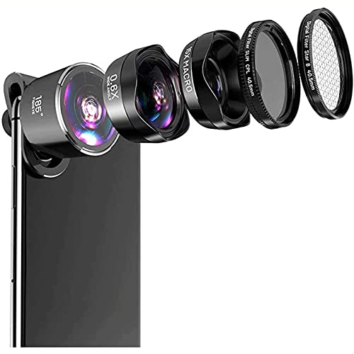 Phone Camera Lens - Wide-Angle Macro Phone Lens 15X Zoom Telephoto Phone Lens 185°Fisheye Lens with Tripod Easy to Use and Carry
