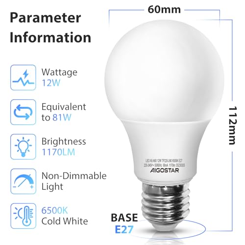 Energiesparlampe E27 Aigostar LED Leuchtmittel Kaltweiß 12W