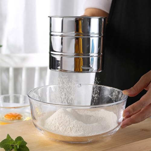 Premium Flour Sifter for Baking, Fine Mesh Strainer with Hand Press Crank, Versatile Powder Sieve and Sugar Duster - Image 6