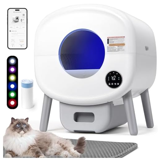 Self Cleaning Cat Litter Box: Extra Large Automatic Litter Box for Multiple Cats with Mat - Odor-Free Waste Disposal Litter Robot with App Control Ambient Light