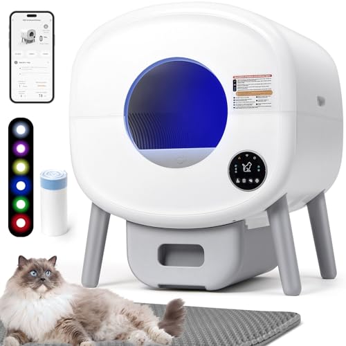 Fsitego Self-Cleaning Cat Litter Box: Extra Large Automatic Litter Box for Multiple Cats, Odor Control, Low Noise, App & Panel Control, Easy Waste Disposal by Fsitego - Used condition - US$196.05