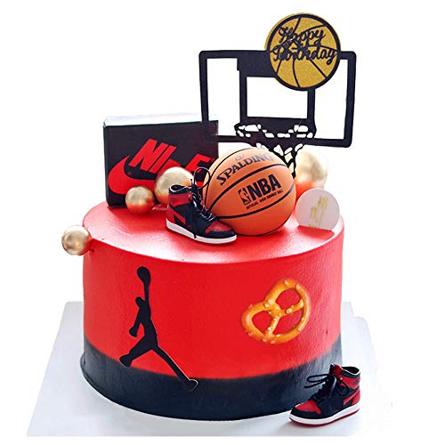 Basketball Cake Topper Decorations For Kids Birthdays 5x Basketball Hoop 3d Mini Basketball And Shoe Basketball Theme Party Amazon In Home Kitchen