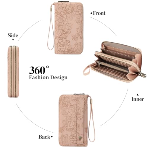 Image of GAEKEAO RFID Leather Wristlet Wallet for Women with Grip Strap