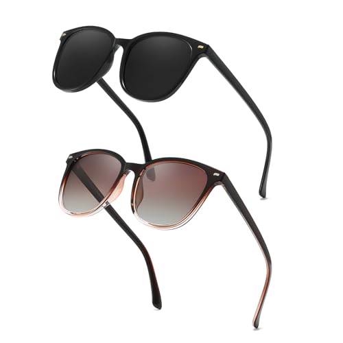 Image of LVIOE 2P Sunglasses Womens UV400 Protection with Polarized Lenses Sun Glasses Ladies for Outdoor Activities