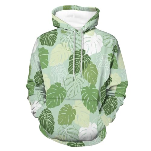 Sweat à capuche feuilles vertes UMENG unisex pour homme et femme taille S