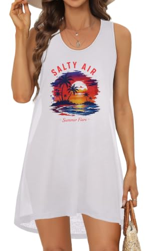 elescat Womens Swimsuit Cover Up Summer Beach Bikini Coverups ， White Colorful Tree， XXL