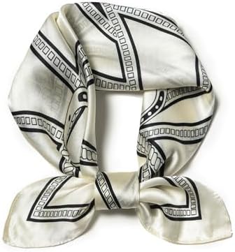 SHIROUYU 100% Real Mulberry Silk Scarf -21'' x 21''- Lightweight Neckerchief Women Men Small Square Digital Printed Scarves