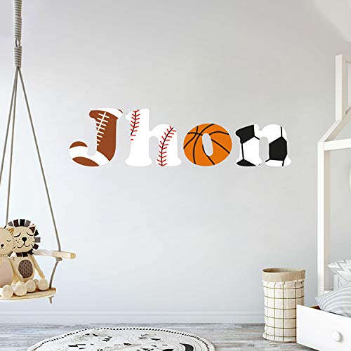 Custom Name Sports Balls - Baby Boy - Nursery Wall Decal For Baby Room Decorations - Mural Wall Decal Sticker For Home Children's Bedroom (J153) (Wide 40"X11" Height) #TOP4