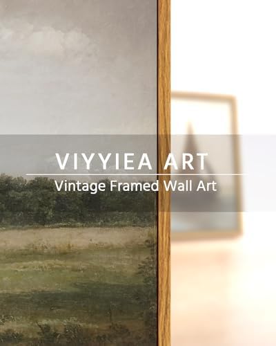 VIYYIEA Vintage Landscape Large Framed Wall Art, Nature Wilderness Scenery Paintings Decor Aesthetic, 24x36 Inch Canvas Print Artwork, Retro Farm Landscape Wall Pictures for Bedroom Living Room — view 3