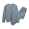 Womens Fleece Pyjamas Sets Long Sleeve Winter Warm Pjs - Loungewear Sets For Women Fleece Winter - Nighties Long Length Pyjama Set Fluffy Pj Bottoms Nightwear Set Leisure Lounge Wear Blue