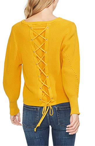 Vince Camuto Womens Laced Back Pullover Sweater, Yellow, Medium #TOP1