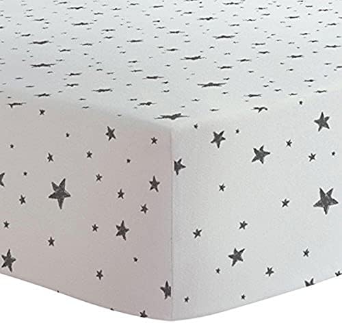 Kushies Crib Sheet Flannel Scribble Stars Black & White (S330-609)