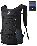 [mokzer] 折りたたみリュック 15L 折畳みバッグ ランニングバッグ 超軽量 パッカブル デイパック 小さな旅行 ハイキングバックパック アウトドアバック 自転車 ジョギング サイクリング スポーツ 通学 通勤 メンズ レディース ブラック