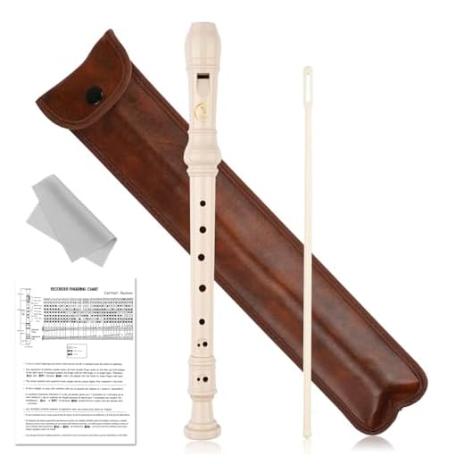 Flauta Dulce Soprano, Flauta de 8 Agujeros en Do, Fabricada en Resina ABS, con Varilla de Limpieza, Tabla de Digitación y Bolsa de Cuero para Guardarla, para Principiantes, Niños (Blanco Lechoso)