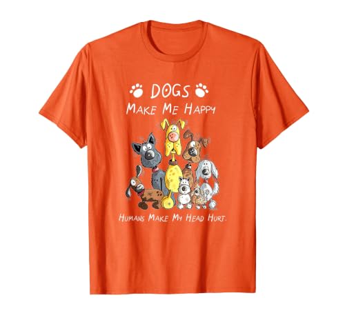 Dogs Make Me Happy Humans Make My Head Hurt T-Shirt, Men, Orange, Small