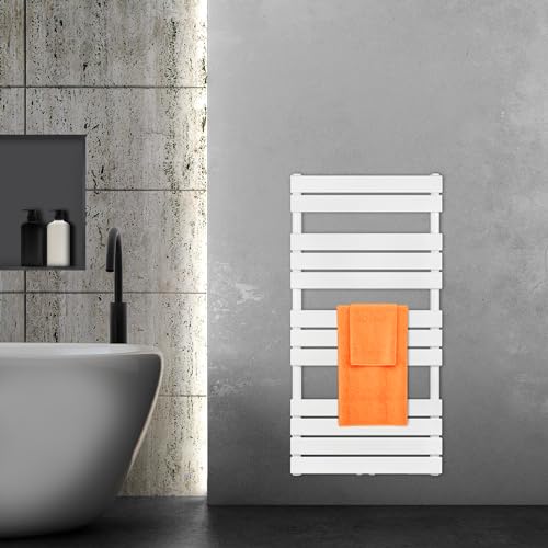 Preisvergleich Produktbild VILSTEIN Badheizkörper, Heizkörper Bad, Handtuchheizkörper Seitenanschluss & Mittelanschluss, Paneel Bad Heizkörper Flach, Paneelheizkörper Handtuchhalter, Weiß, 703W, 120x60 cm