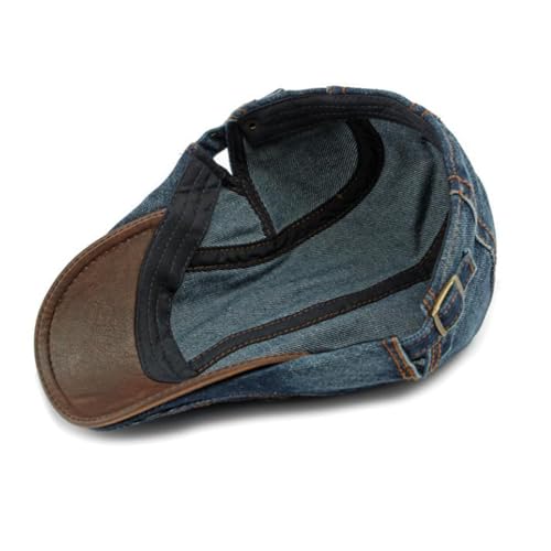 Denim Newsboy Hats Flat Cap for Men Women Adjustable Ivy Gatsby Cabbie Driving Hat (US, Alpha, One Size, Denim01-deep Blue) - Image 4