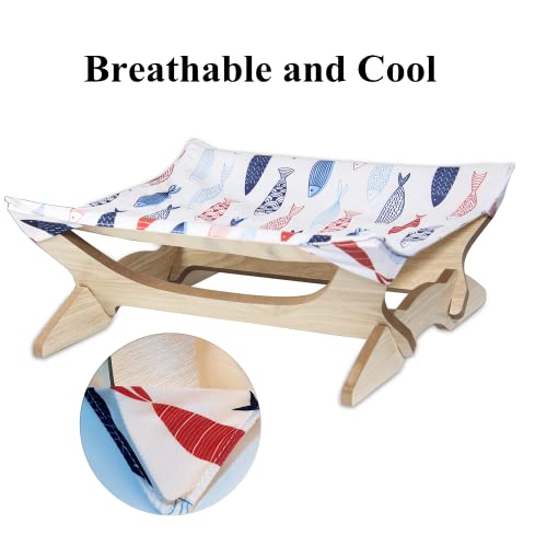 Kvittra Cat Bed Cat Hammock, Wooden Pet Bed Free-Standing Cat Sleeping Cat Supplies Pet Supplies, Detachable Portable Indoor Outdoor Pet Bed Excellent Breathability Washable Easy Assembly Cat Bed #TOP6