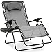 Best Choice Products Oversized Folding Mesh Zero Gravity Recliner Chair w/Cup Holder Accessory Tray and Removable Pillow, Gray