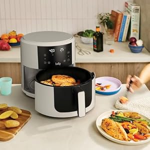 Bella-Pro SmartCrisp 8-Quart Air Fryer, Digital Touchscreen, Nonstick Ceramic Coating, 6 Cooking Presets, 1700W Power, Oil-Free Cooking, Family-Sized Capacity, Dishwasher-Safe, Oatmilk Bella Pro SmartCrisp 8 Quart Air Fryer Digital Touchscreen Nonstick Ceramic Coating 6 Cooking Presets 1700W Power Oil Free Cooking Family Sized Capacity Dishwasher Safe Oatmilk