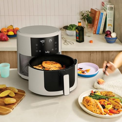 Bella-Pro-SmartCrisp-8-Quart-Air-Fryer-Digital-Touchscreen-Nonstick-Ceramic-Coating-6-Cooking-Presets-1700W-Power-Oil-Free-Cooking-Family-Sized-Capacity-Dishwasher-Safe-Oatmilk Bella Pro SmartCrisp 8 Quart Air Fryer Digital Touchscreen Nonstick Ceramic Coating 6 Cooking Presets 1700W Power Oil Free Cooking Family Sized Capacity Dishwasher Safe Oatmilk