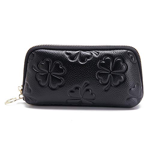 Sucastle Portefeuille Cuir Femme avec Blocage RFID,Porte-Monnaie Classique, Porte-Cartes Format Portrait,Rangement pour Pièces, Carte de Crédit, Billets,Noir Cover