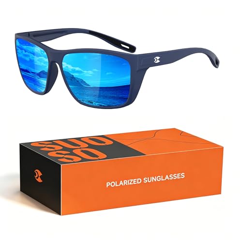 suoso Polarized Sunglasses for Men, TR90 Lightweight Sun Glasses with UV400 Protection for Golf Driving Fishing