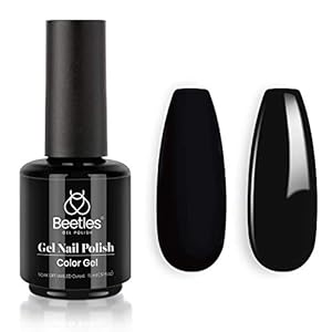 Beetles Gel Nail Polish, 1 Pcs 15ml Audrey Black Color Soak Off Gel Polish Nail Art Manicure Salon DIY Nail Uv Lamp Gel Nail Design Decoration at Home Gift for Women Gel Nail Polish