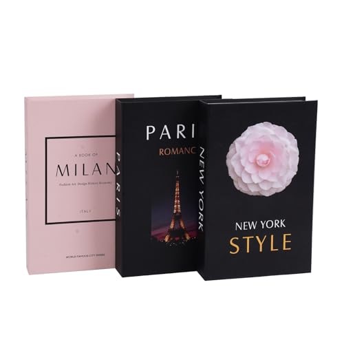 3 PCS Faux Decorative Books for Home Decor-Coffee Table Books Decor-Aesthetic Fake/Faux Books for Decoration,libros Decoration for Coffee Table, Shelf Accessories (3-Paris/Milan/Newyork)