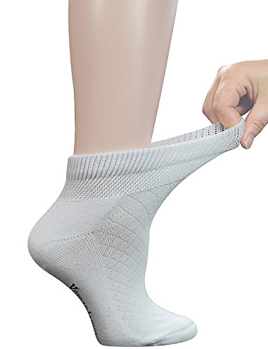 Yomandamor 5 Pairs Women's Cotton Ankle Breathable Mesh Diabetic Socks With Seamless Toe,L Size #TOP2