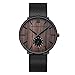 Produktbild Herren Holzuhren Schwarz Nordic Ultradünne Holz & Edelstahl Kombinierte Quarz Casual Armbanduhren für Herren Familie Freunde (Walnut)